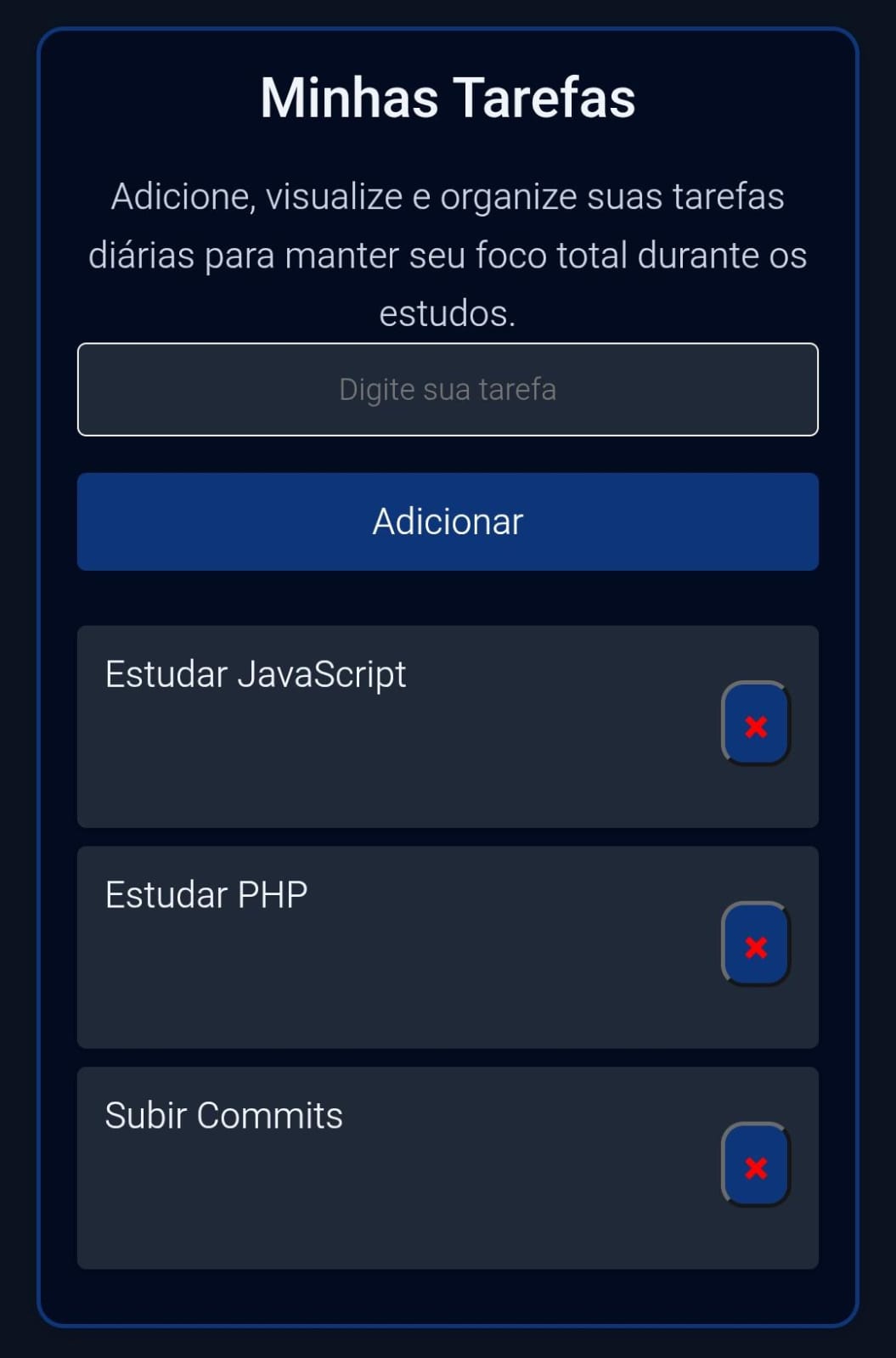 Print da lista de tarefas do app CodeFlow